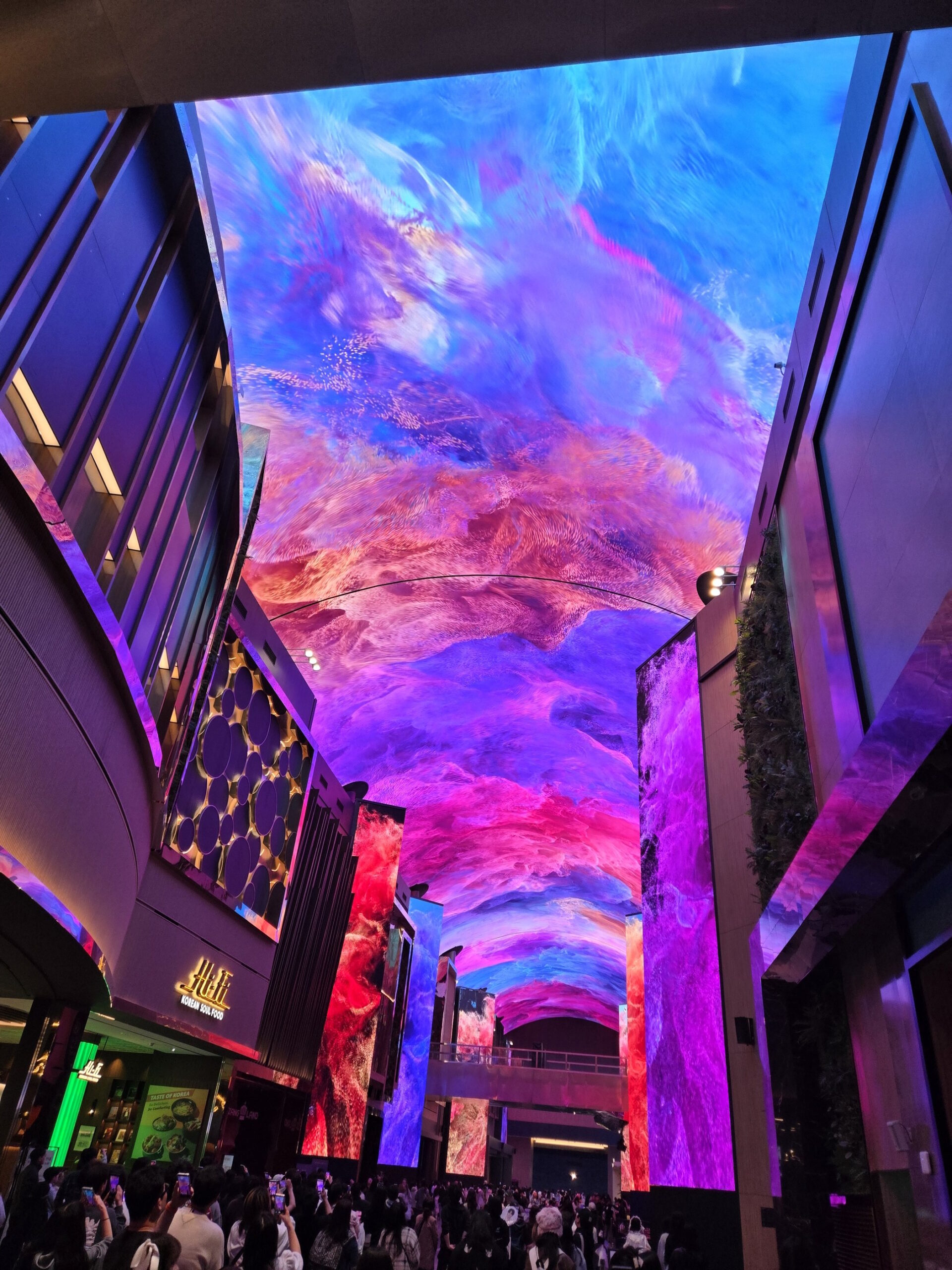 天井の液晶映像、オーロラ、特別動画