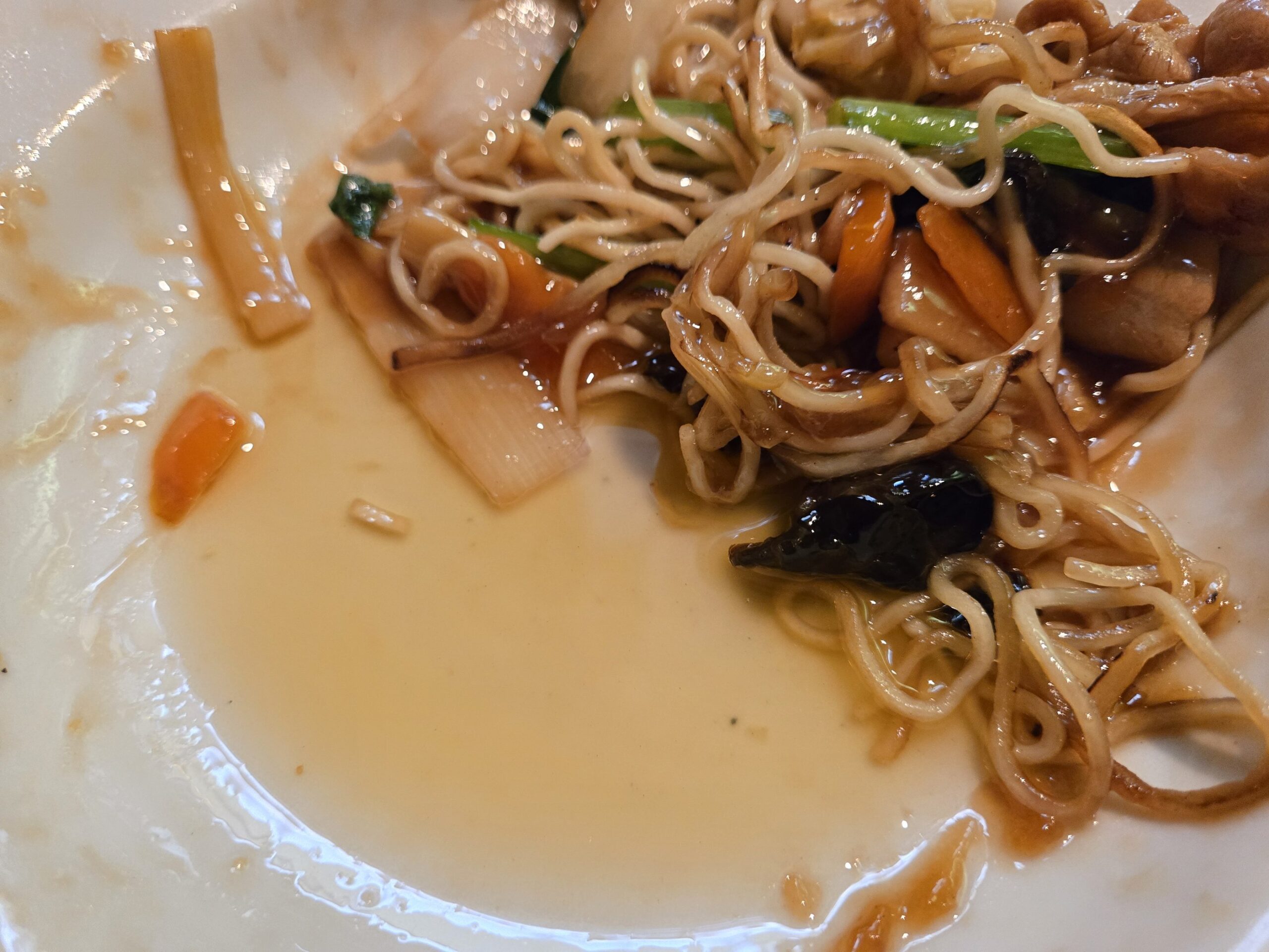 五目焼きそばの油たっぷり