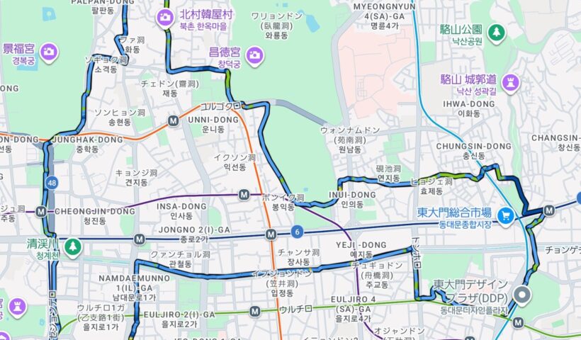 ソウル市内のランニングルート地図
