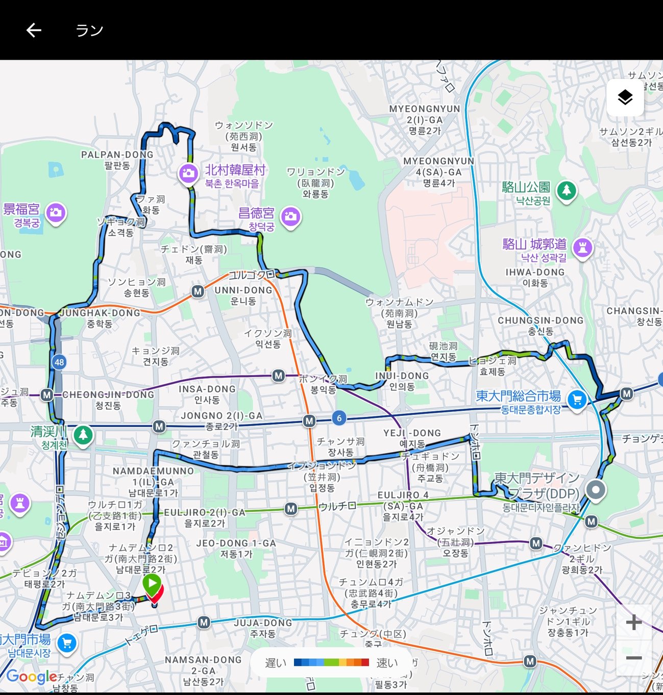 ソウル市内のランニングルート地図
