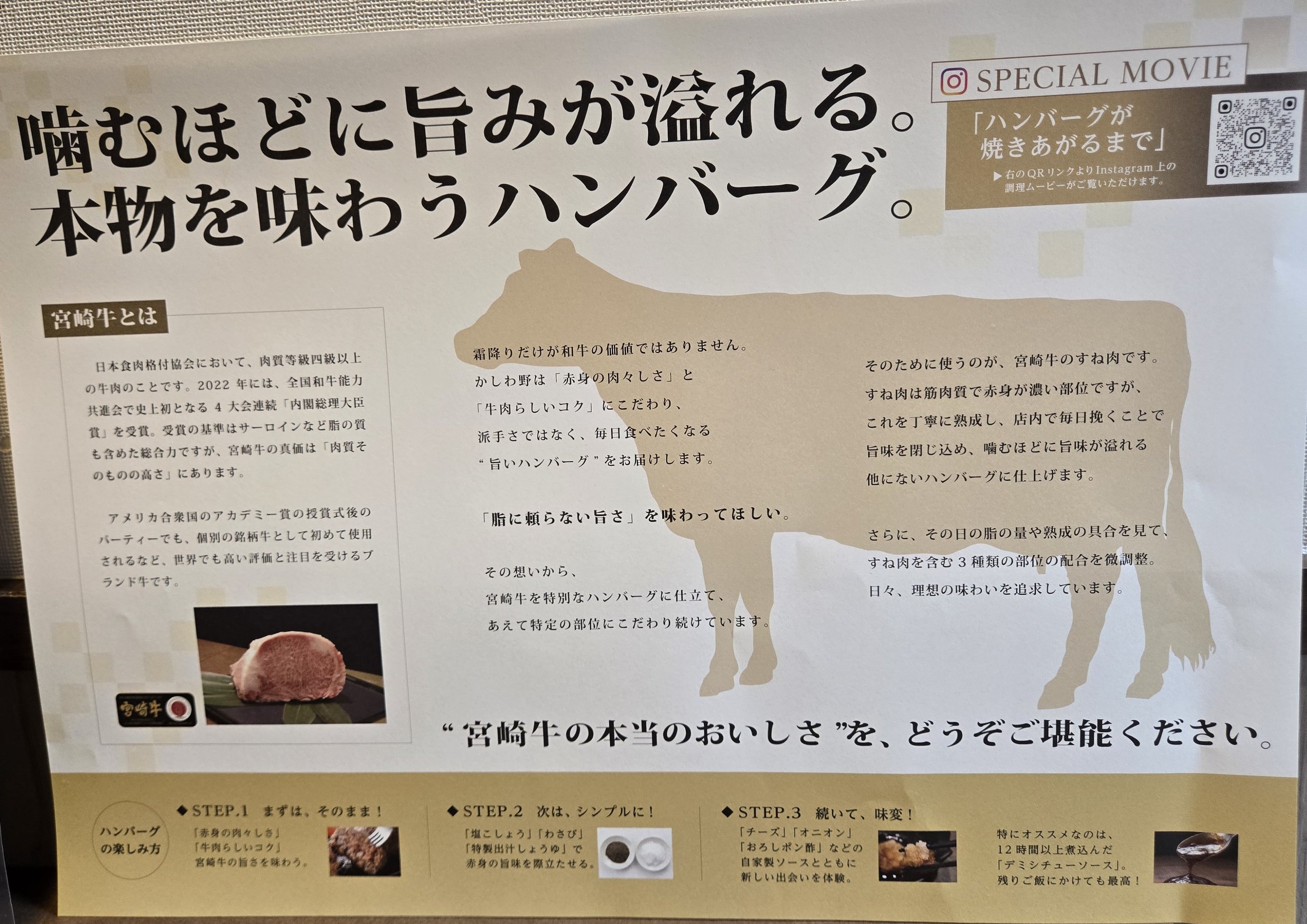 宮崎牛ハンバーグメニュー説明