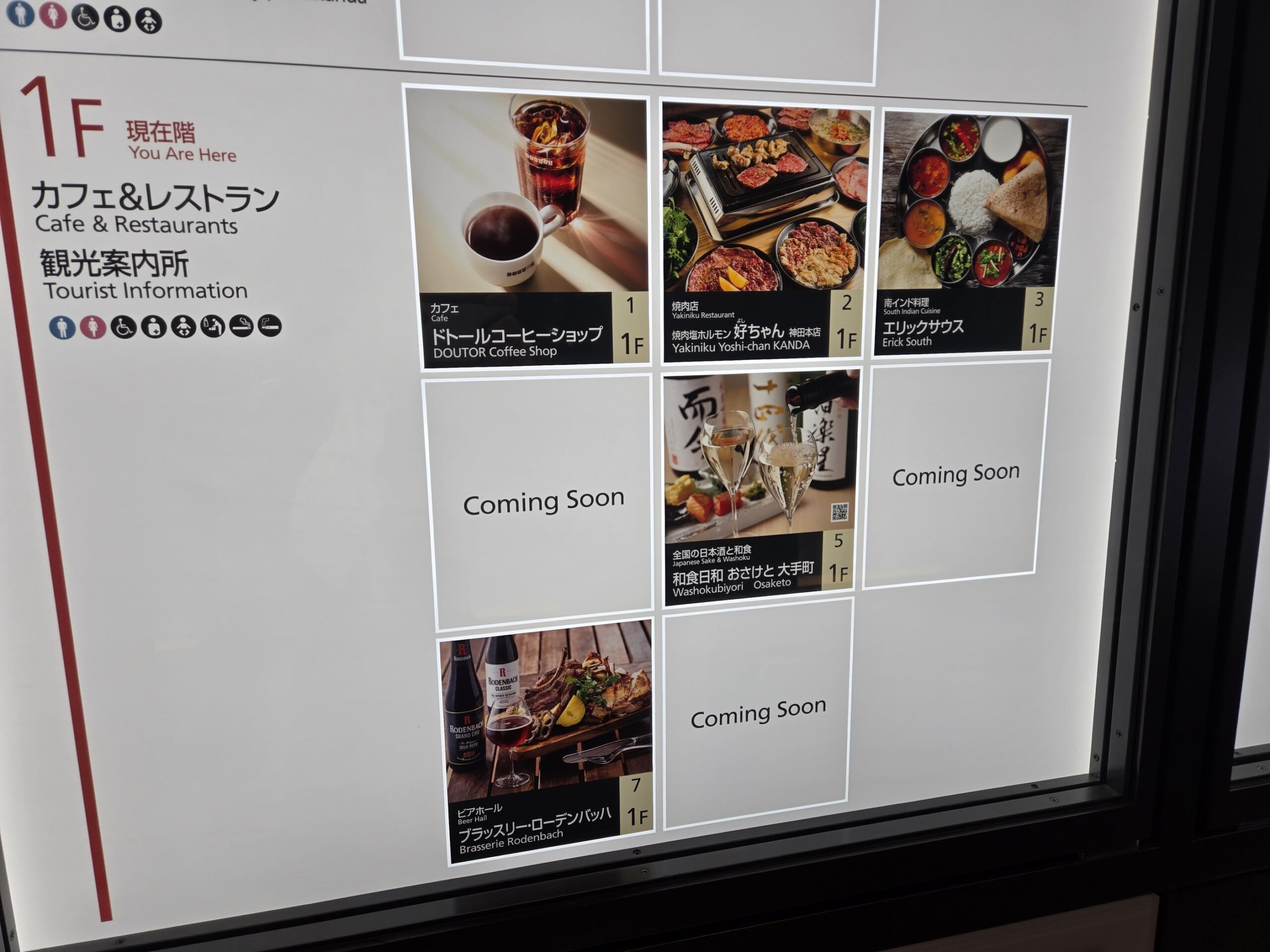 大手町ゲートビルディング1階のレストラン案内板