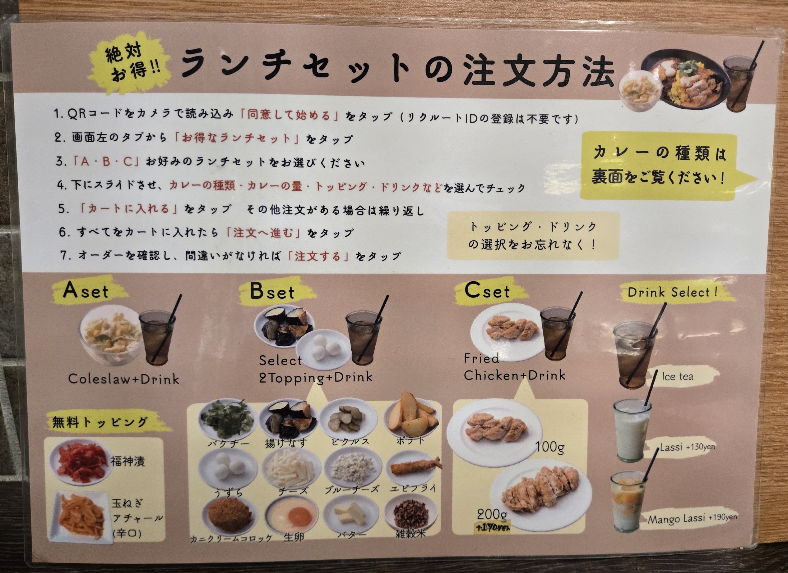秋葉原カリガリ八重洲店のランチセットメニュー